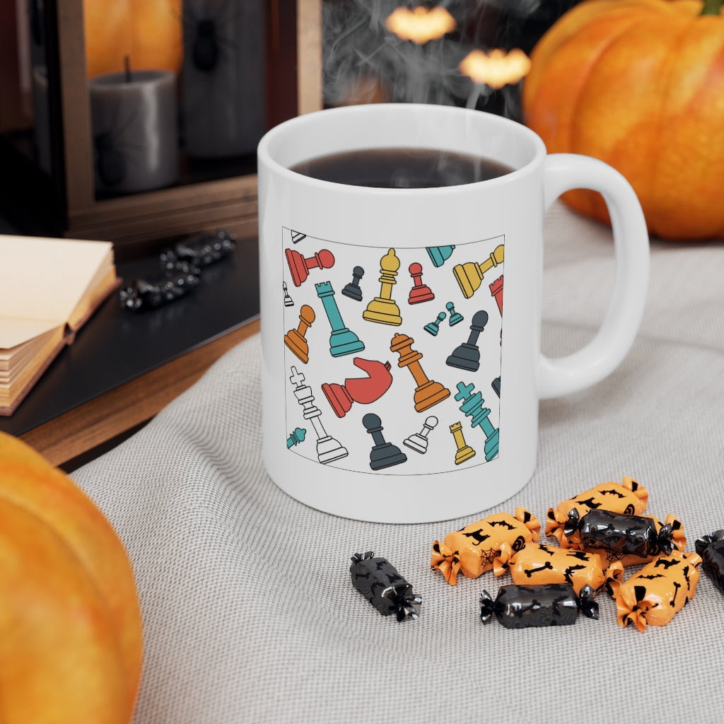 Floating Chess Pieces Ceramic Mug 11oz