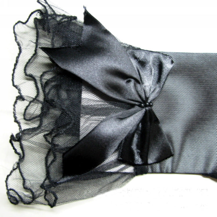 Wedding Bride Wedding Dress Evening Gloves Black Lace