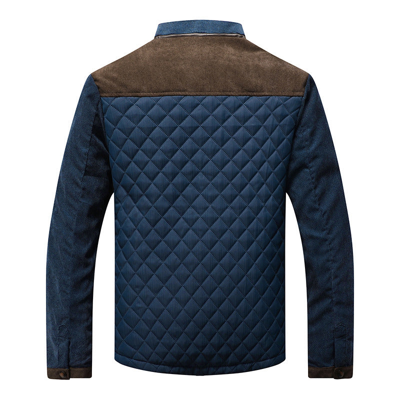Zip-up Slim-fit Side Seam Pocket Non-hooded Blue Casual Youth Jacket