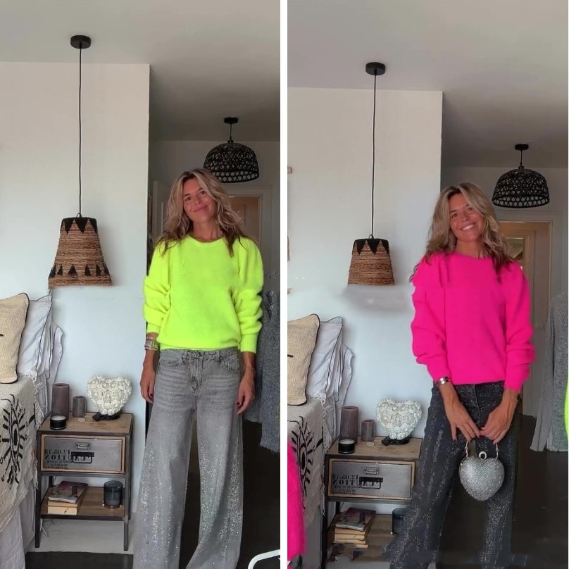 Women's Sweater Round Neck Fashionable Knitted Sweater