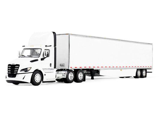 Freightliner Fifth Generation Cascadia Day Cab and 53' Utility Trailer with Skirts White 1/64 Diecast Model by DCP/First Gear