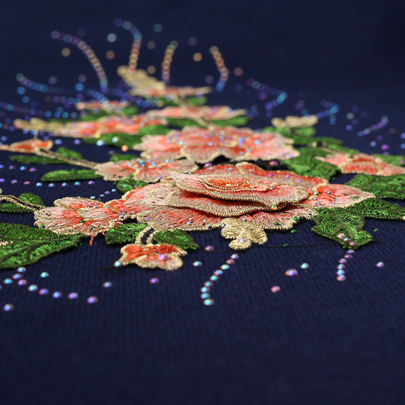 Embroidered Shawl with Sleeves - Women's Winter Wearable Blanket Cape - 3D Floral Print, Soft Viscose Blend