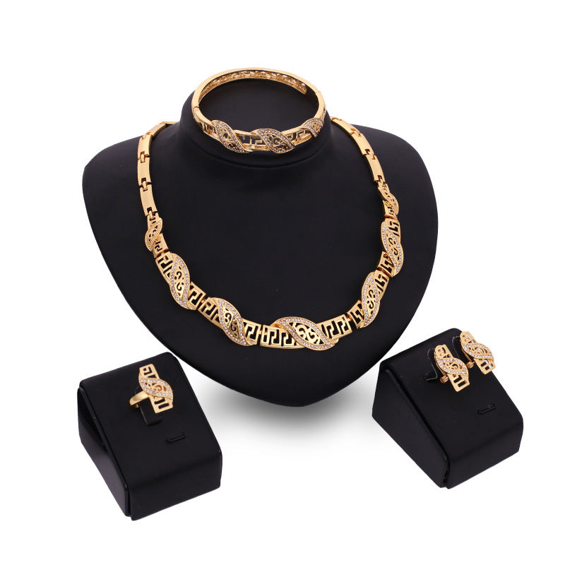 Four-piece Set Of New Hot Style Earrings Bracelets And Rings