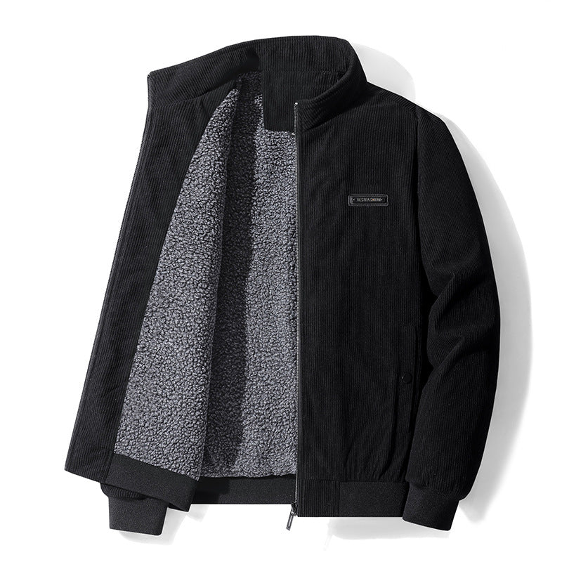 Men's Thickened Corduroy Winter Coat - Large Size