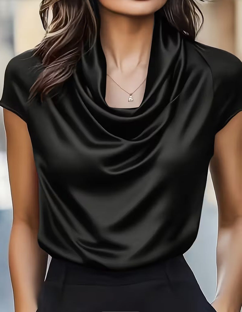 2026 Women's New Swinging Collar Pendant Short Sleeve Top Casual Versatile Shirt