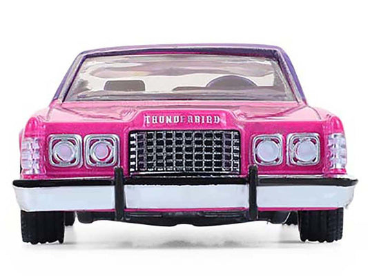 1975 Ford Thunderbird Lowrider Pink Metallic with Purple Top and Graphics with Purple Interior "California Lowriders" Series 7 1/64 Diecast Model Car by Greenlight