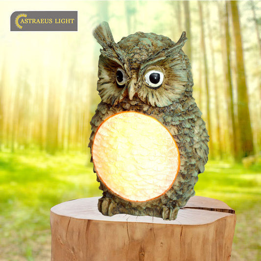 Solar Owl LED Garden Light with Resin Design