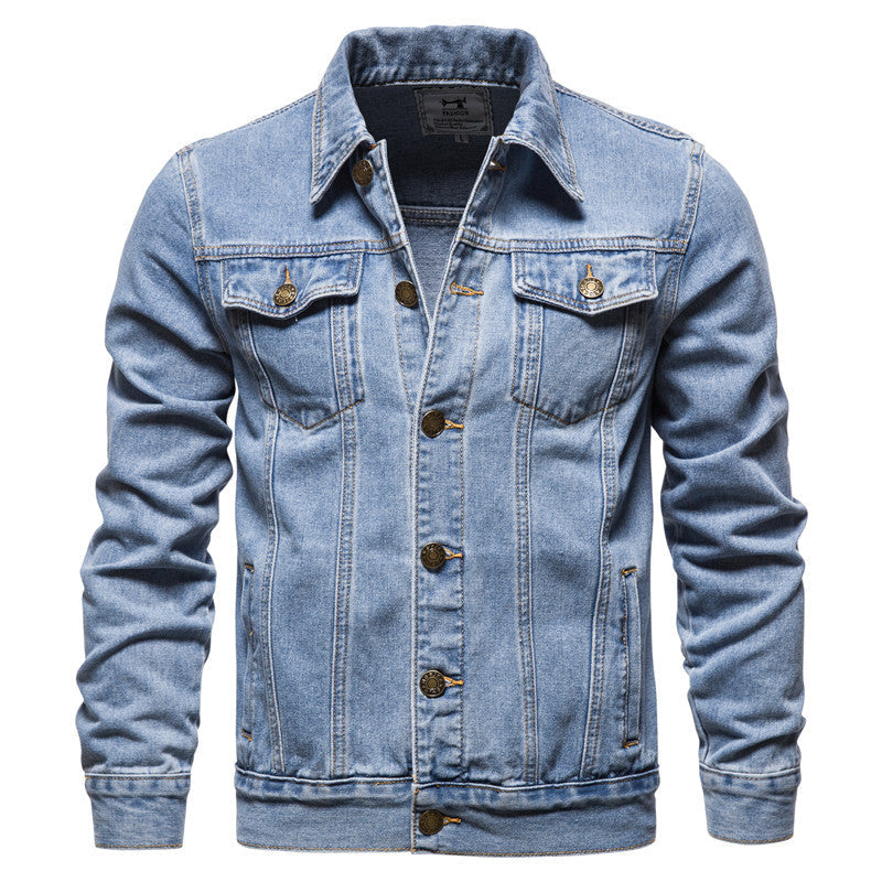 2026 Autumn Winter European Size Trendy Men's Denim Jacket Cotton Fashion Casual Slim Fit Men's Coat Trendy Brand