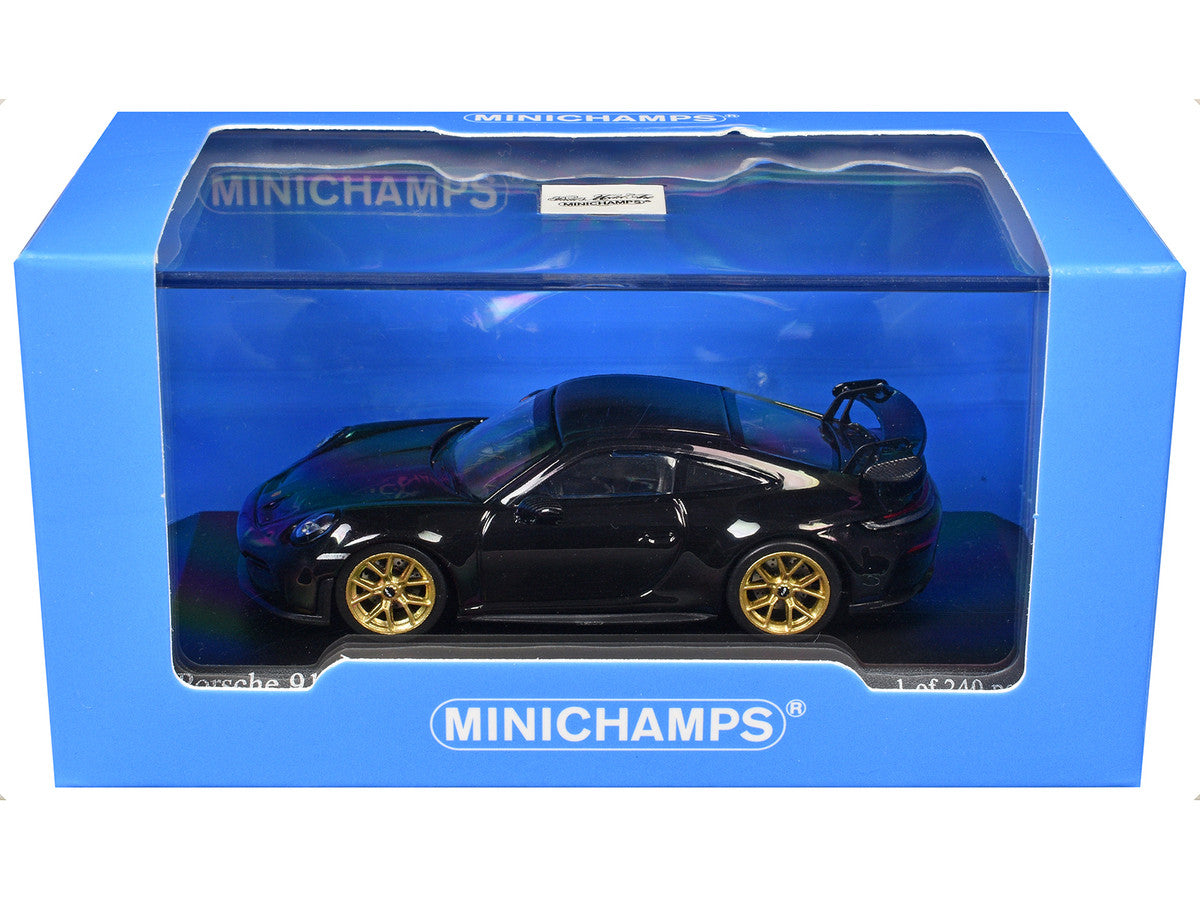 2025 Porsche 911 (992.2) GT3 Weissach Package Black with Carbon Stripe Limited Edition to 240 pieces Worldwide 1/64 Diecast Model Car by Minichamps