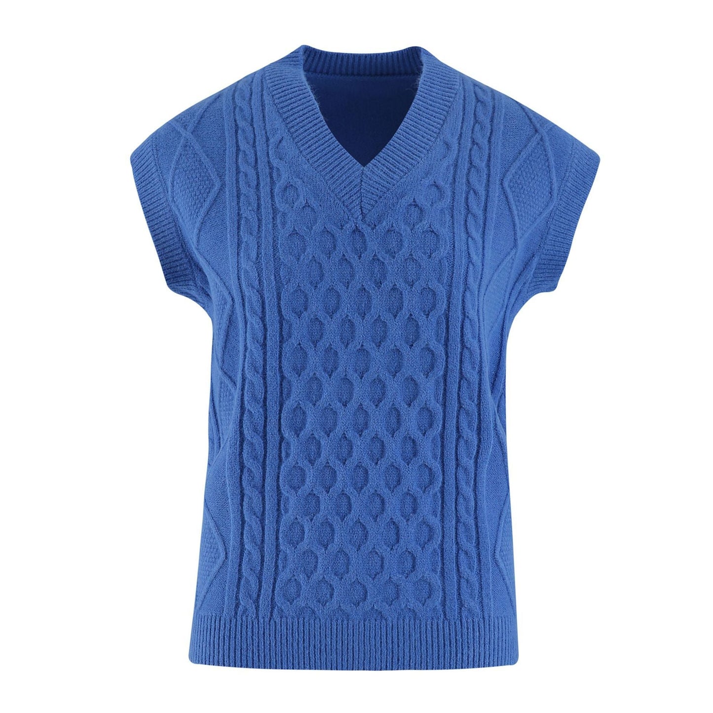 Women's V-neck Twisted Solid Color Top Sweater