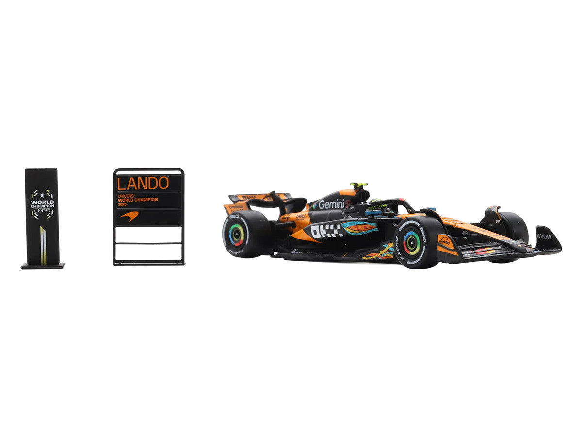 McLaren MCL39 #4 Lando Norris 3rd Place Formula One F1 "Abu Dhabi GP GP" (2025) "Drivers' World Champion 2025" with Pit Board 1/64 Model Car by Spark