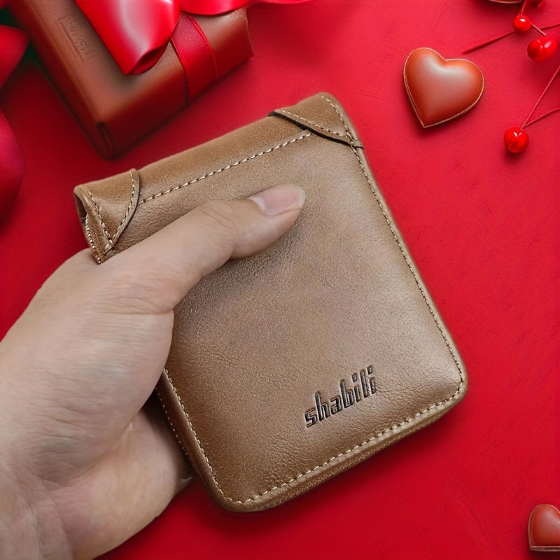 Fashionable Men's Wallet, Short Casual, Retro Zipper Youth European And American Fashion Wallet, Large Capacity, Super Practical