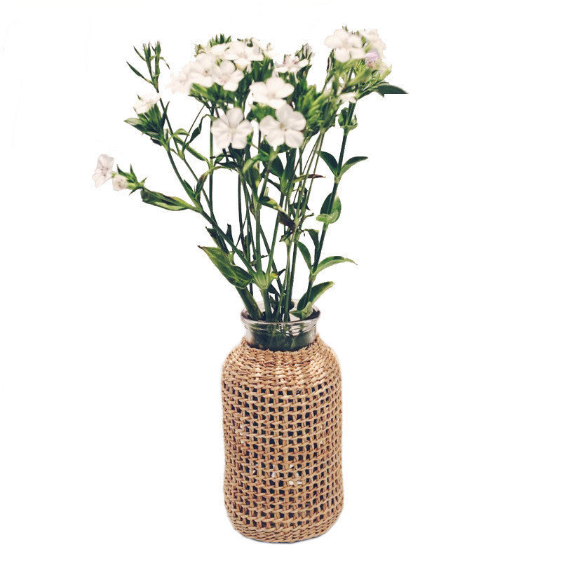 Xuxing Craft Straw Glass Dried Flower Vase