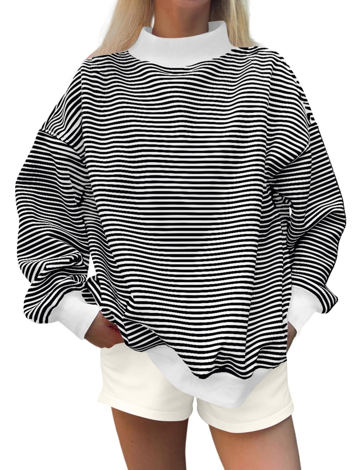 2026 Women's Fall New Fashion Casual Striped Long-Sleeved Pullover Loose Sweatshirt