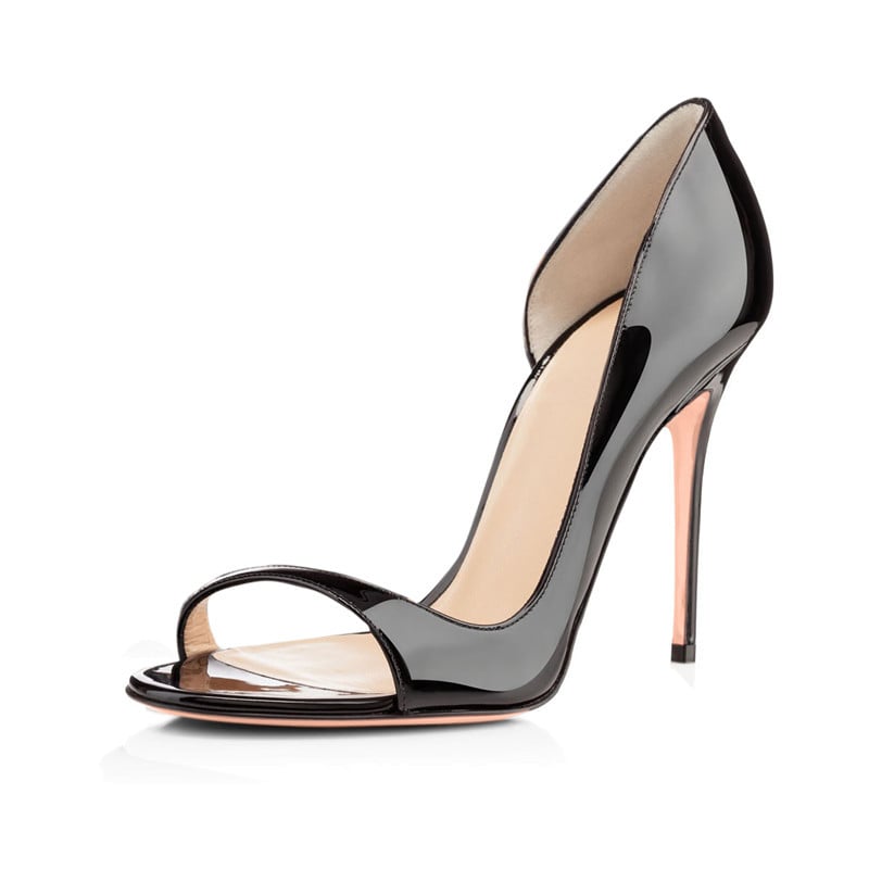 Pure Color Gradient Patent Leather Stiletto Shoes