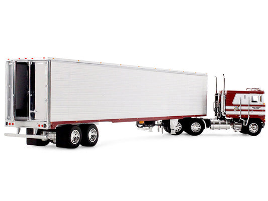 Kenworth K100 COE Flat Top and 53' Utility Trailer with Reefer "Red's Favorites - Jim Skrinar" Red with White Stripes 1/64 Diecast Model by DCP/First Gear