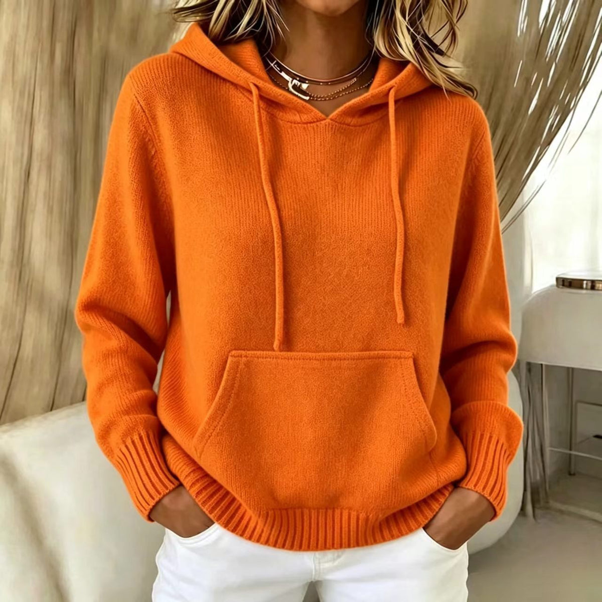 2026 Women's New Knitted Hoodie, Casual Pullover Sweater Top With Pockets
