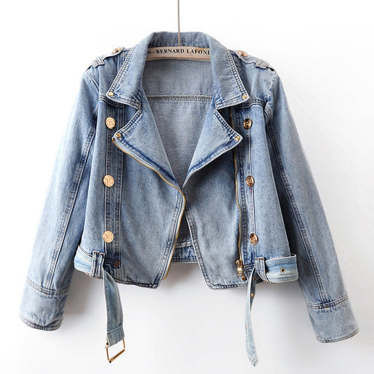 Women's Short Loose Top Motorcycle Jacket