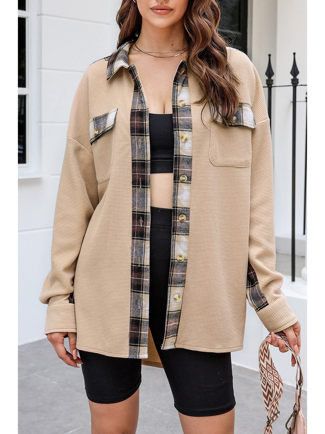 Plaid Button Down Collared Jacket