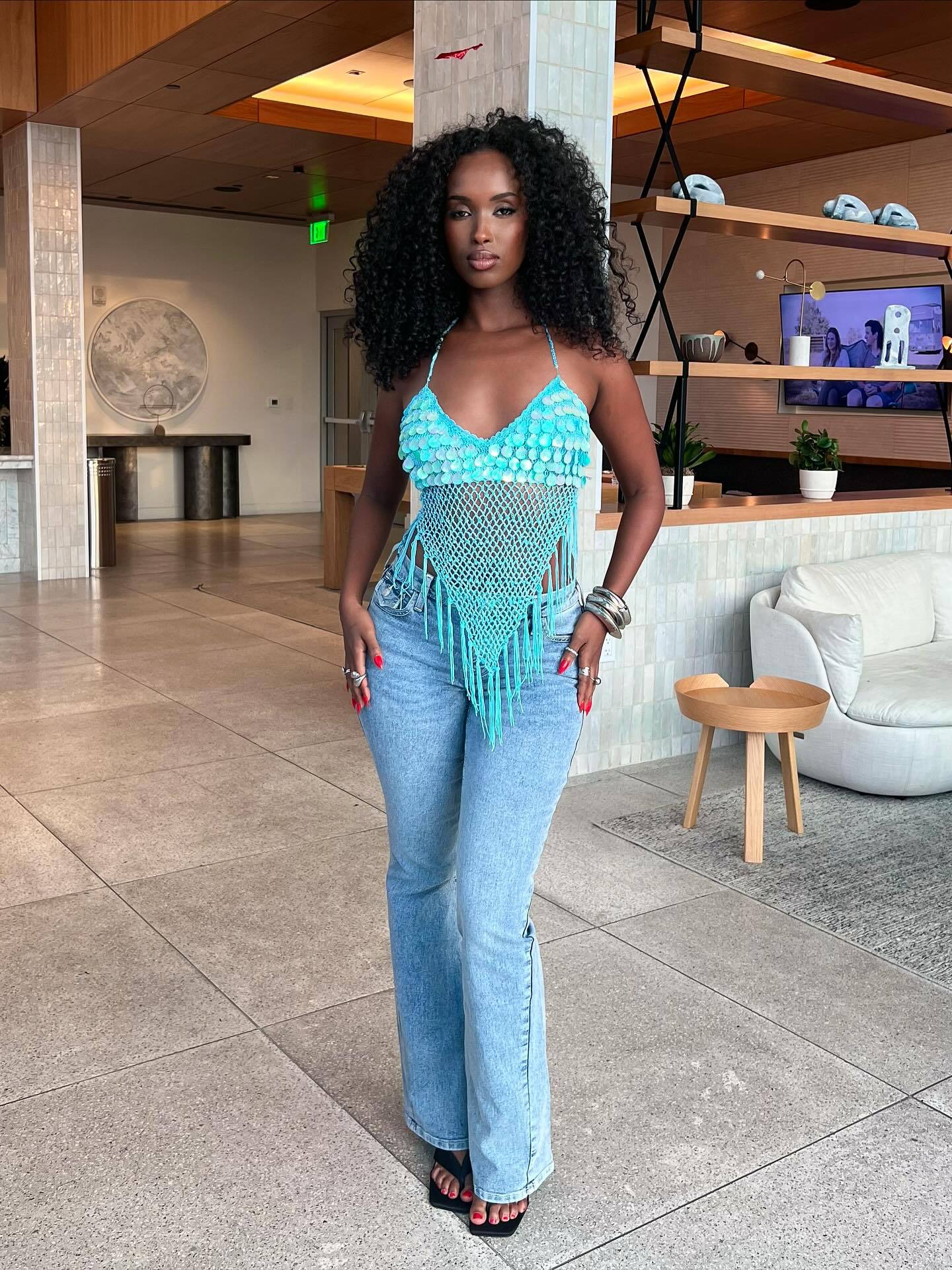 Beach Vacation Sequined Tassel Camisole Top