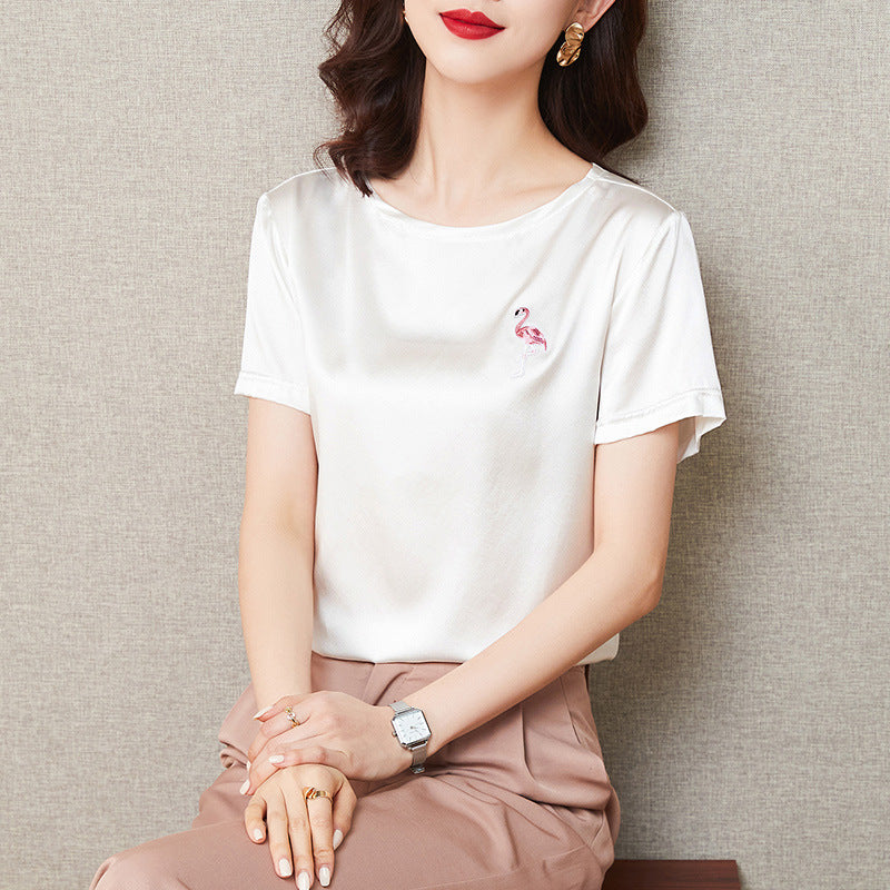Flamingo Short Sleeve Crop Top Casual T-Shirt
