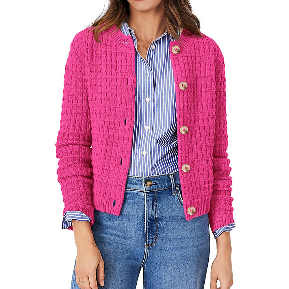 Women's Solid Color Commute Knitted Cardigan Casual Sweater Coat