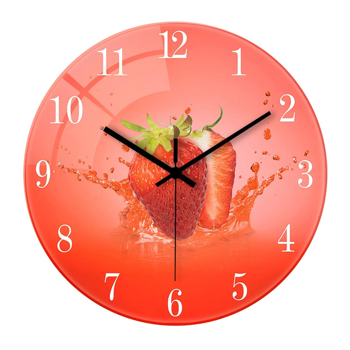 Fruit-colored Quiet-design Creative Glass Wall Clock Quartz Wall Clock