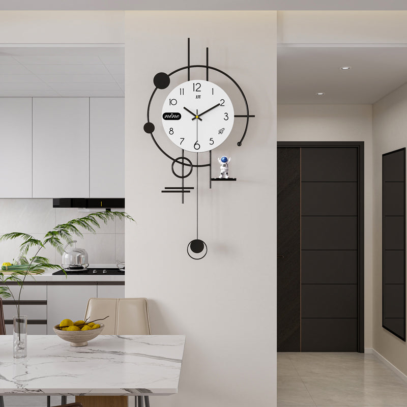Modern Astronaut Wall Clock Minimalist Pendulum Living Room Decor