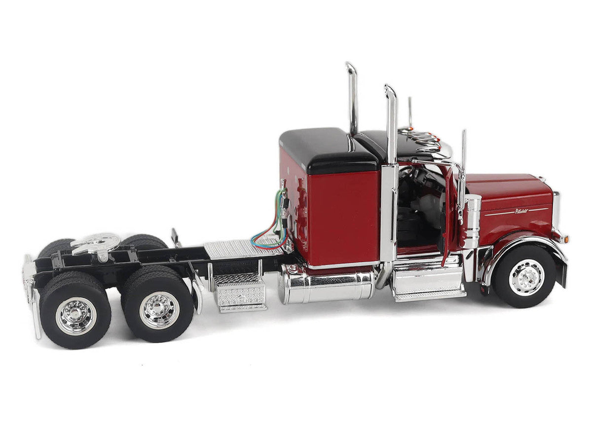 Peterbilt 589 Legendary Package Tandem-Axle Truck Tractor with 58" Sleeper Cab Legendary Red with Black Top "Transport Series" 1/50 Diecast Model by Diecast Masters