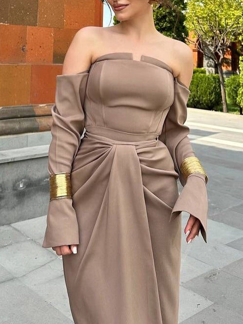 Off-Shoulder Maxi Dress With Draped Detail