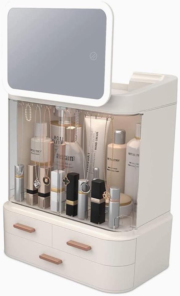 Lighted Mirror Makeup Storage Box