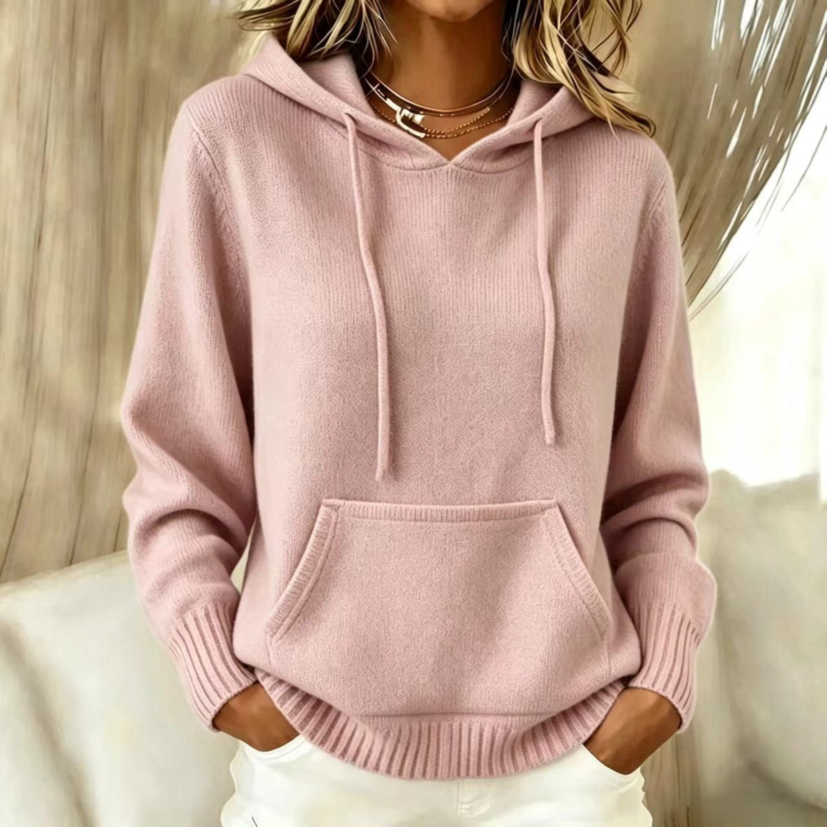 2026 Women's New Knitted Hoodie, Casual Pullover Sweater Top With Pockets
