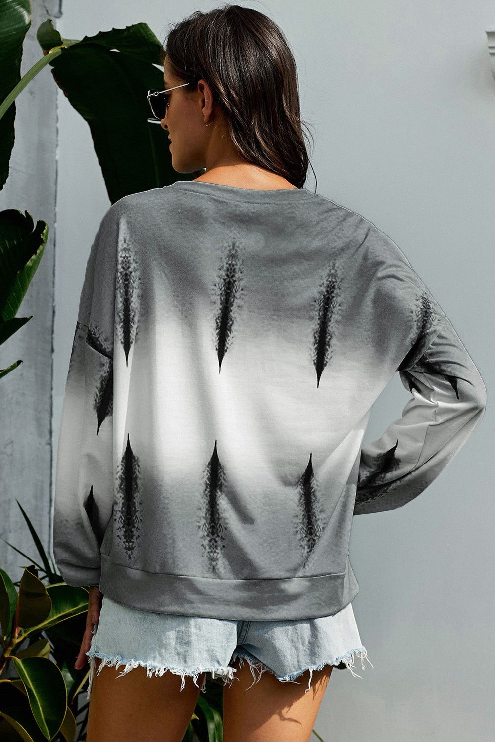 Women Tie-Dye Drop Shoulder Round Neck Sweatshirt