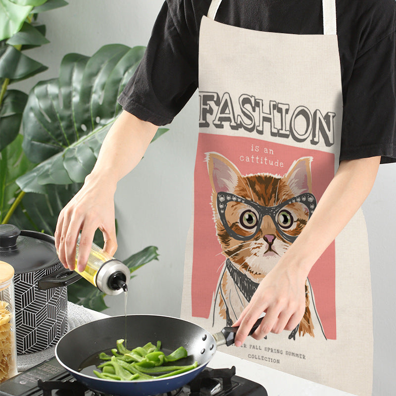 Explosive Animal Animation Multifunctional Kitchen Apron Cotton And Linen Apron