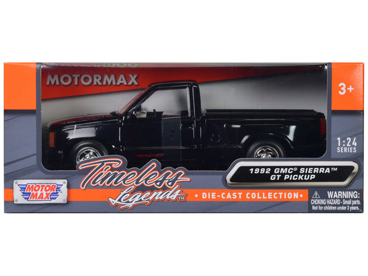1992 GMC Sierra GT Black Pickup Truck 1/24 Diecast Model by Motormax