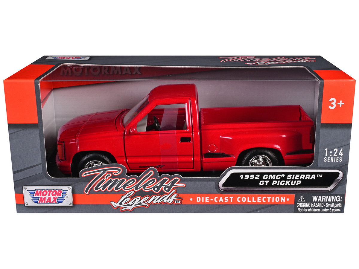 1992 GMC Sierra GT Red Pickup Truck 1/24 Diecast Model by Motormax