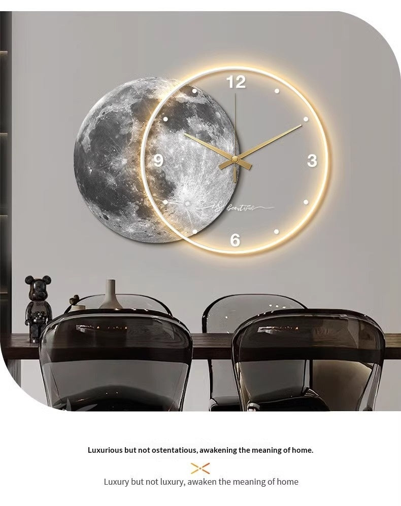 Moon Living Room Wall Clock Clock Mural Light
