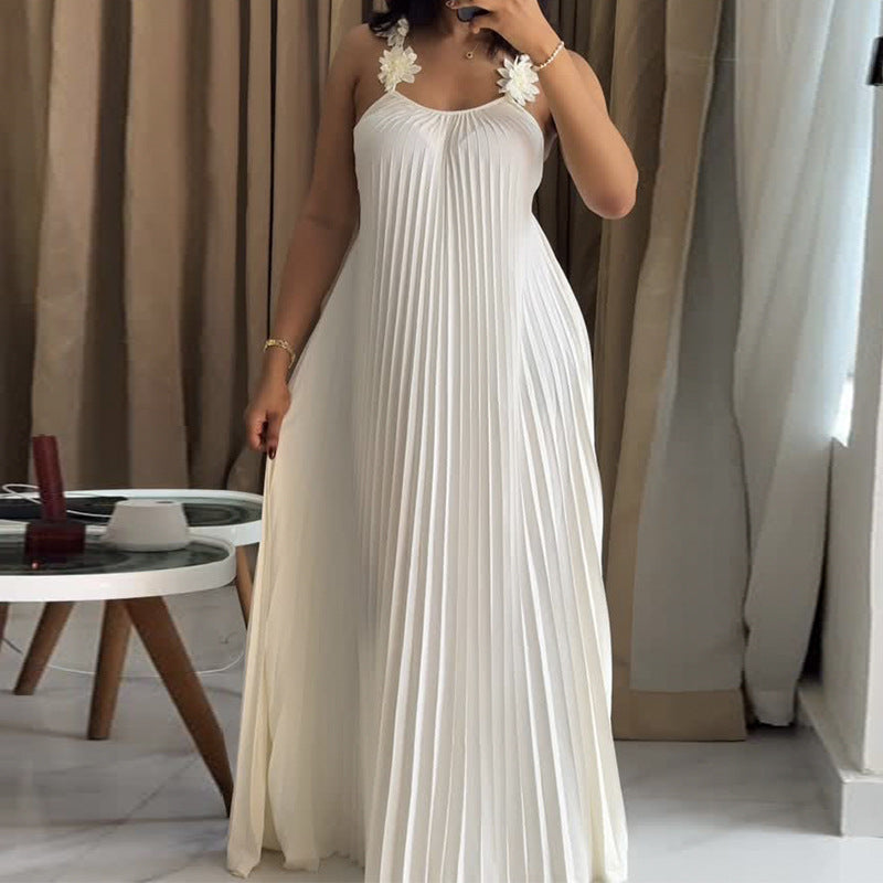 Vacation Suspender Pleated Dress