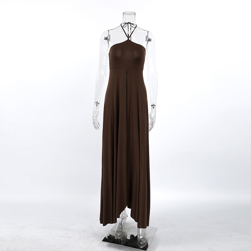 Halter-neck Sleeveless Strapless High Slit Dress