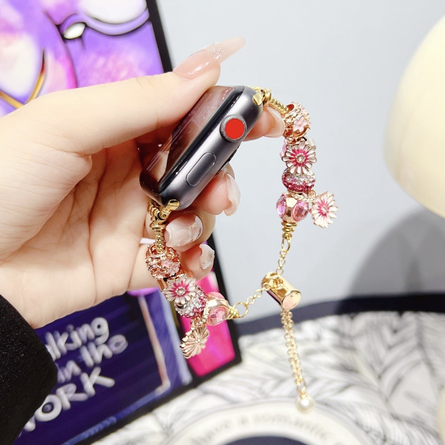 Watch With Red Flower Geometry