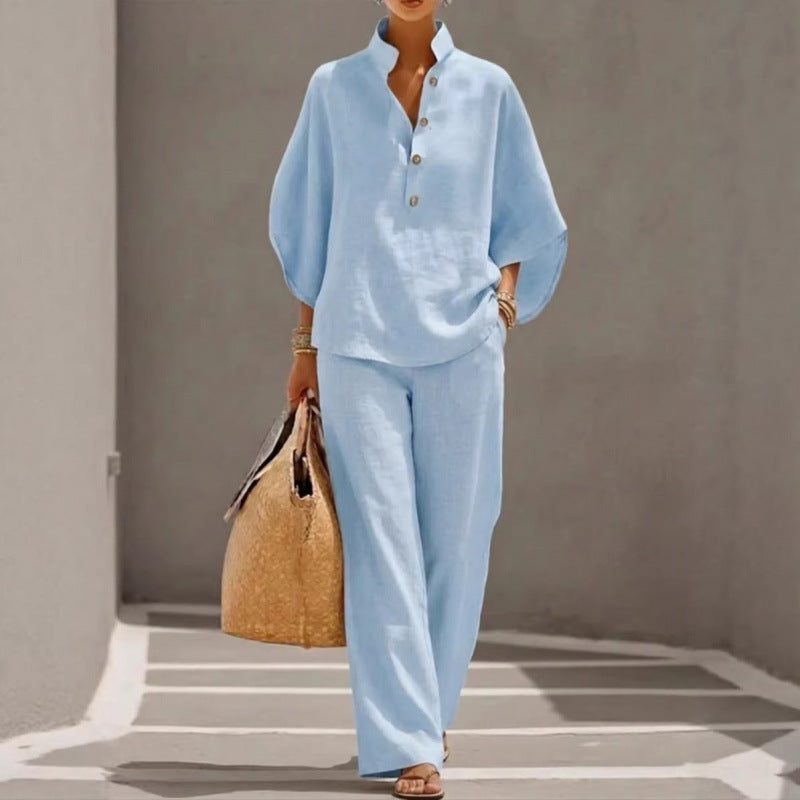 2026 New Women's Autumn Shirt Set Solid Color Leisure Urban Commuter Set