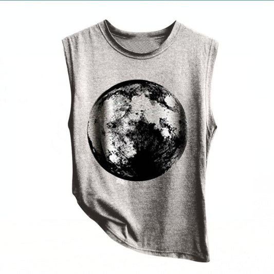 Women girl moon erath tank top