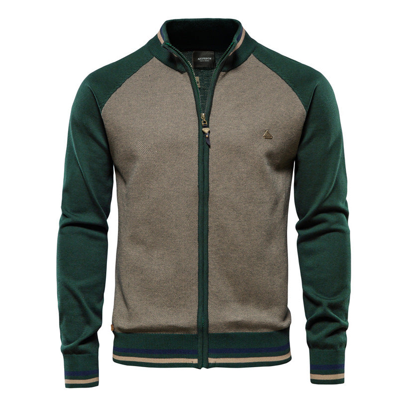 2026 Autumn Winter Sweater For Men Casual Knitwear Men's Jacket With Patchwork Korean Style Slim Fit Youth Color Block