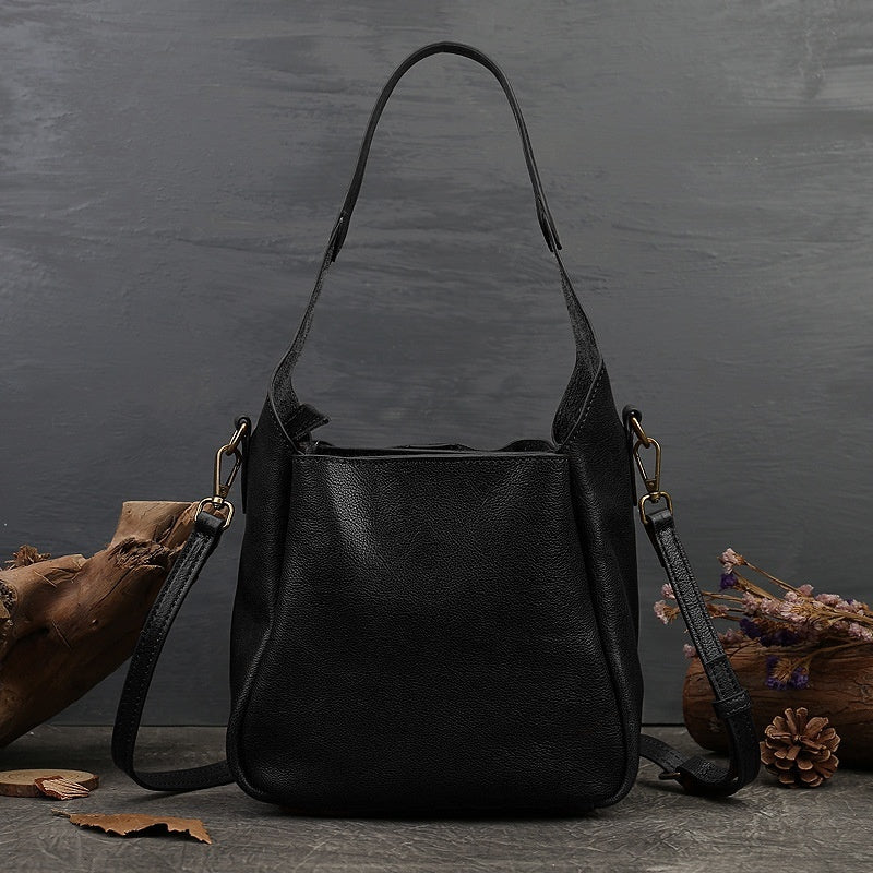 Solid Color Women's Portable Cross-body Bag First Layer Cowhide