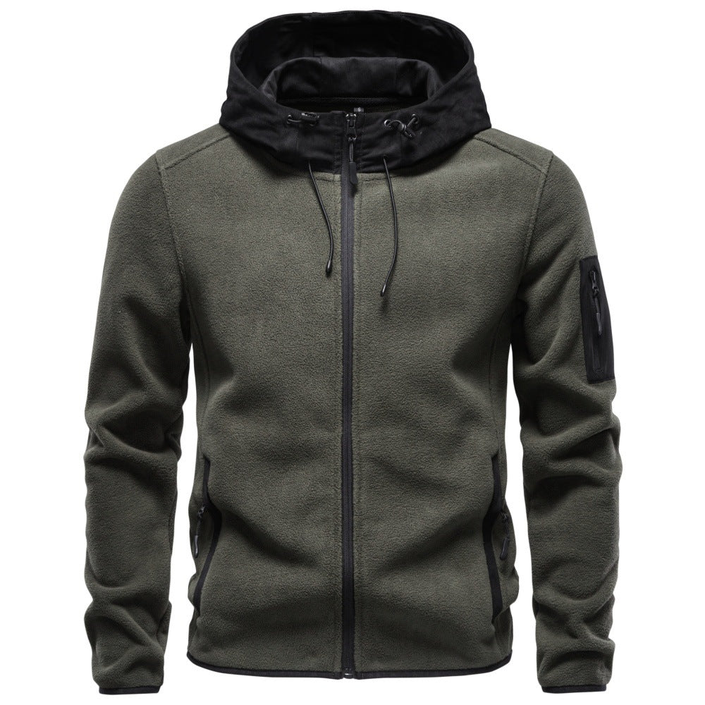 2026 Autumn Winter Suede Patchwork Fleece Thickened Sweatshirt For Men, Cross-Border Foreign Trade European And American Men's Sweatshirt Jacket