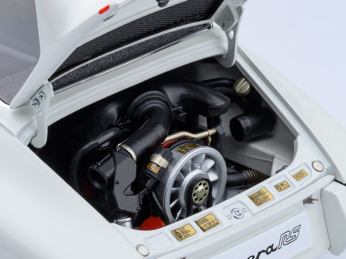 Porsche 911 Carrera 2.7 RS Grand Prix White with Red Stripes and Wheels 1/18 Model Car by Autoart