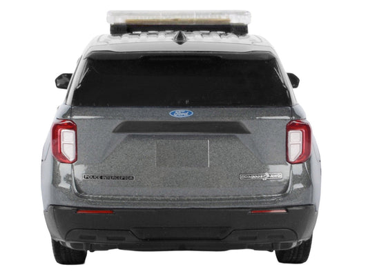 2022 Ford Police Interceptor Utility Dark Gray Metallic "Builder's Kit" with Flashing Light Bar and Front and Rear Lights and Sounds 1/24 Diecast Model Car by Motormax
