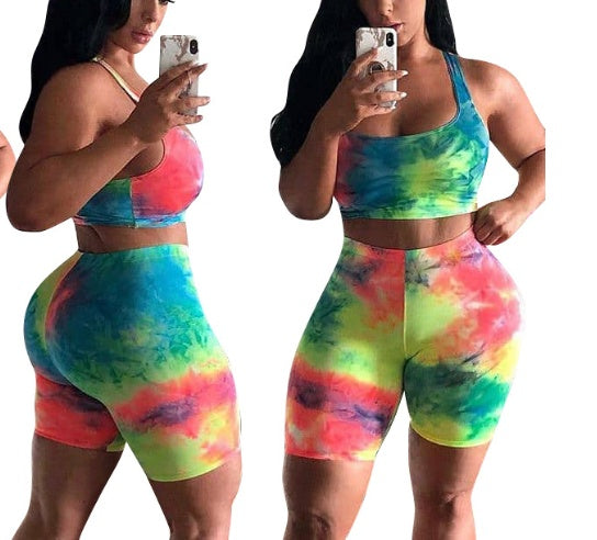 Two-piece tie-dye sportswear