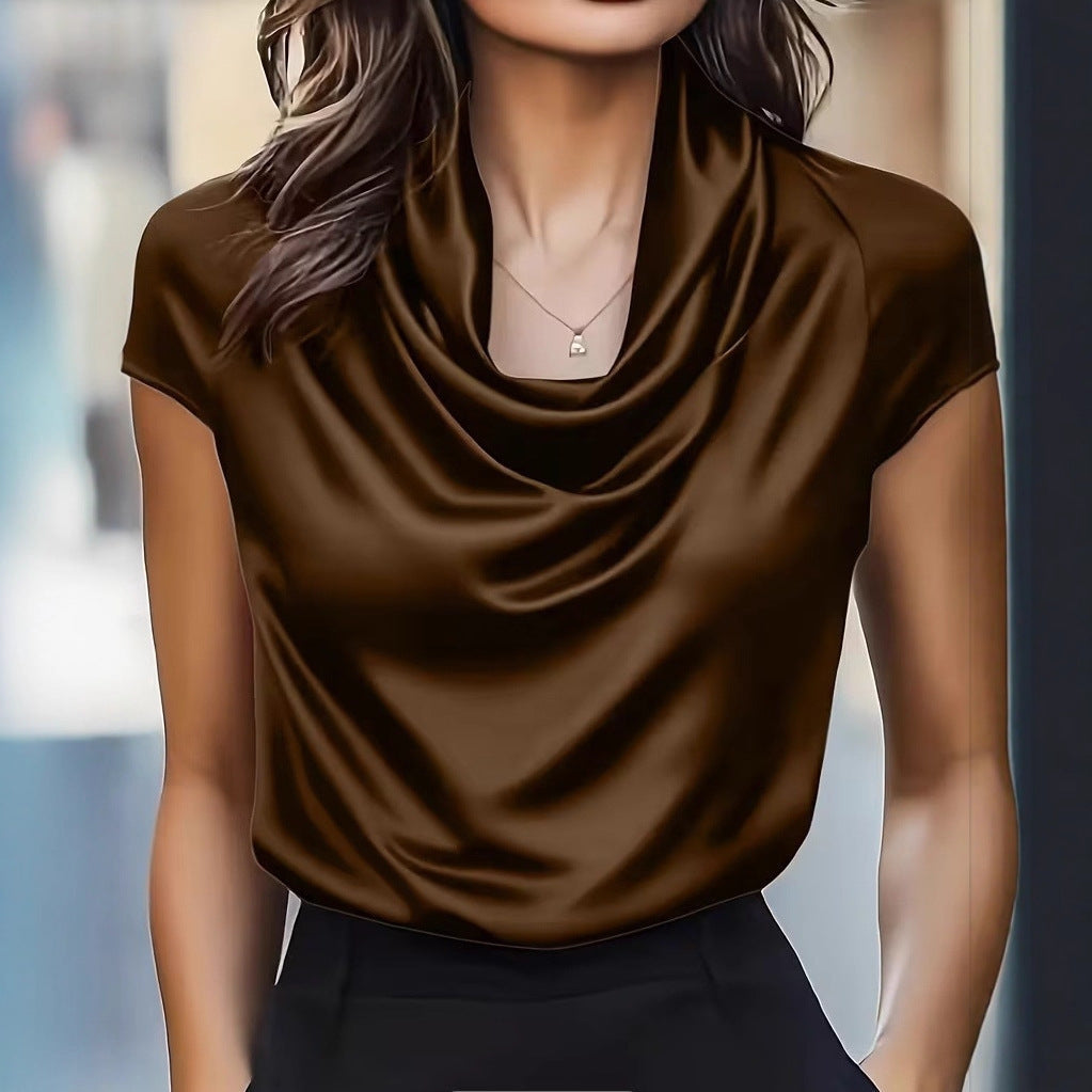 2026 Women's New Swinging Collar Pendant Short Sleeve Top Casual Versatile Shirt