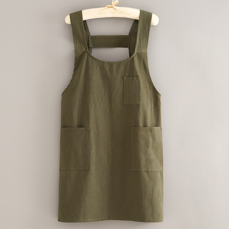 Canvas Breathable Cotton Linen Apron Household Kitchen Antifouling Wear-resistant